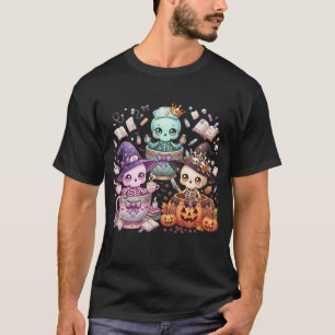 Cute Kawaii Nurse Skeleton Witch Halloween Coffee  T-Shirt
