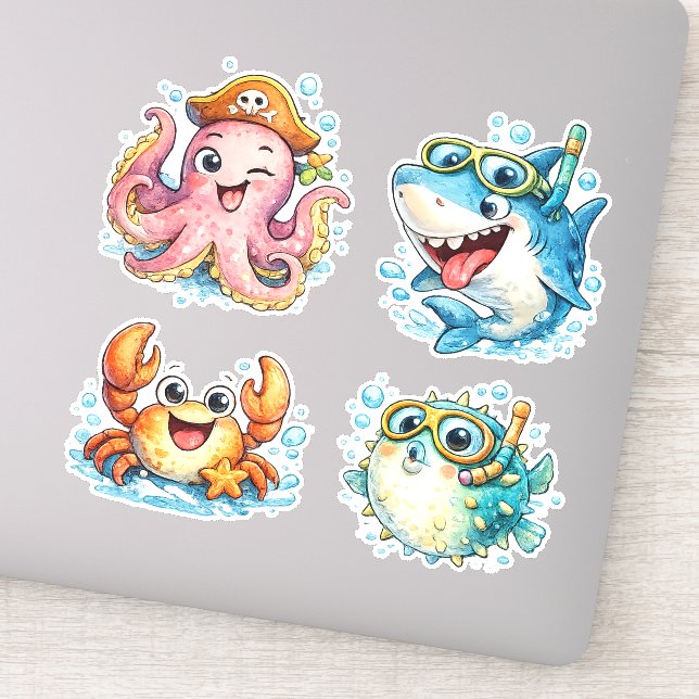 Cute Kawaii Ocean Creatures   (Detail)