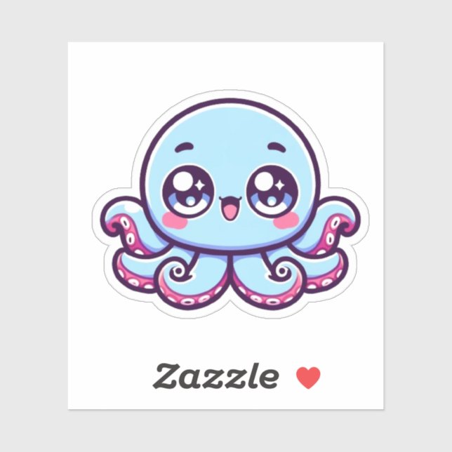Cute Kawaii Octopus Custom-Cut Vinyl Stickers (Sheet)