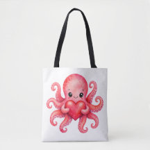 Cute Kawaii Octopus Holding Heart