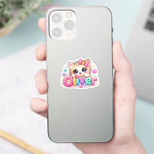 Cute Kawaii Oliver Cat Name Pastel Pink Sparkling