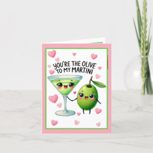 Cute Kawaii Olives and Martinis Thank You Card