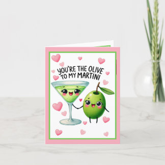 Cute Kawaii Olives and Martinis  Thank You Card