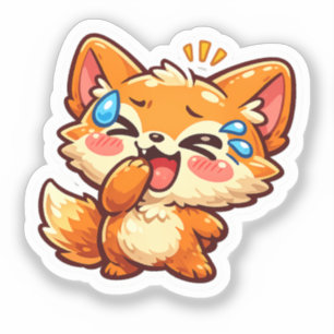 Cute Kawaii Orange Fox Laughing Crying Tears of Jo