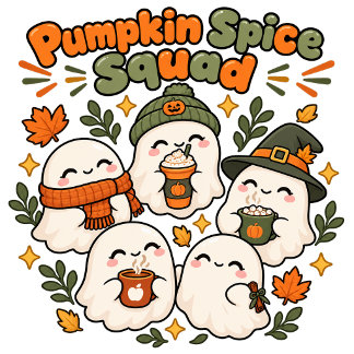 Cute Kawaii Orange Ghost Pumpkin Spice Design Sweatshirt
