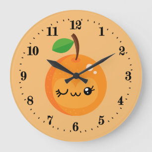 cute Kawaii orange kitchen Large Clock