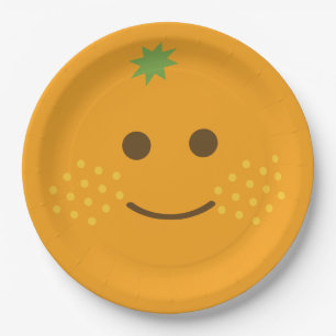 Cute Kawaii Orange Paper Plate