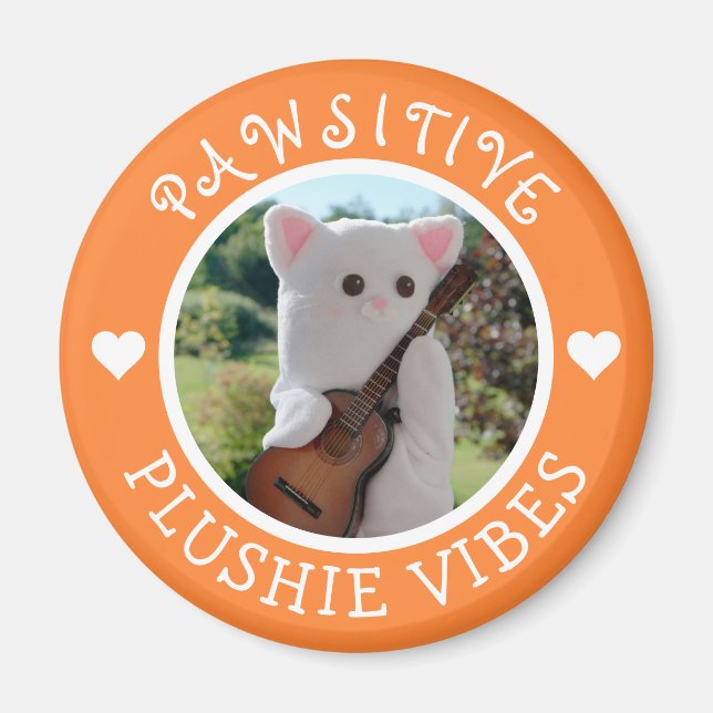 Cute Kawaii Orange Pawsitive Plushie Vibes Photo Magnet (Front)