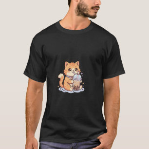 Cute Kawaii Orange Tabby Cat Drinking Boba Bubble T-Shirt