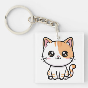 Cute Kawaii Orange Tabby Kitten Key Ring