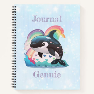 Cute Kawaii Orca Killer Whale Rainbows Butterflies Notebook