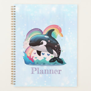 Cute Kawaii Orca Killer Whale Rainbows Butterflies Planner