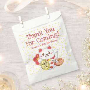 Cute Kawaii Oriental Lucky Cat Birthday Thank You Favour Bags