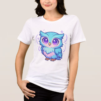 Cute Kawaii Owl Cartoon Pastel T-Shirt Tri-Blend Shirt