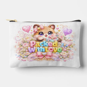 Cute Kawaii Packed With Love Teddy Bear Pastel Pin Accessory Pouch