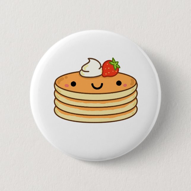 Cute Kawaii Pancakes 6 Cm Round Badge (Front)