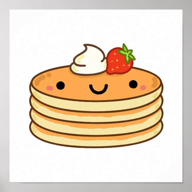 Cute Kawaii Pancakes Poster (Front)