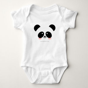 Cute Kawaii Panda   Add Your Name Baby Bodysuit