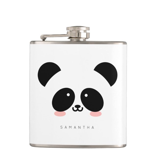 Cute Kawaii Panda | Add Your Name Hip Flask (Front)