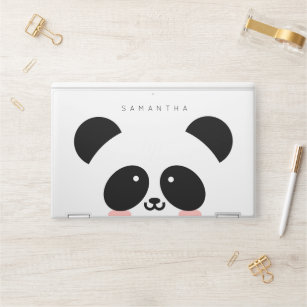 Cute Kawaii Panda   Add Your Name HP Laptop Skin