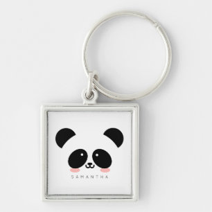 Cute Kawaii Panda Add Your Name Key Ring