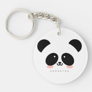 Cute Kawaii Panda   Add Your Name Key Ring