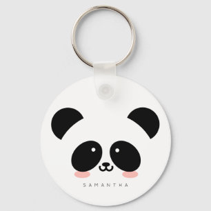 Cute Kawaii Panda   Add Your Name Key Ring