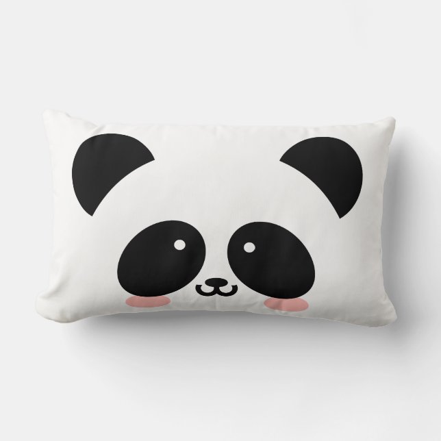 Cute Kawaii Panda | Add Your Name Lumbar Cushion (Front)