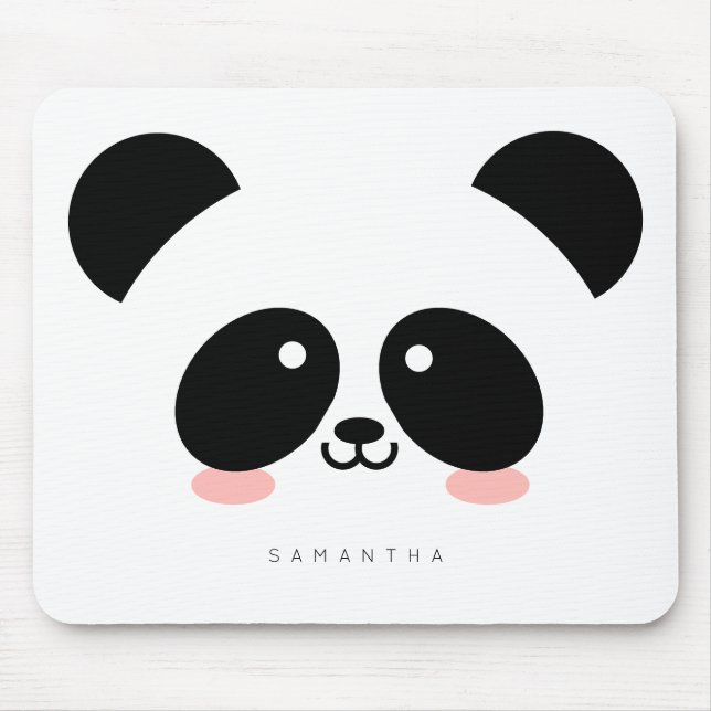 Cute Kawaii Panda | Add Your Name Mouse Mat (Front)