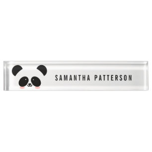 Cute Kawaii Panda Add Your Name Nameplate