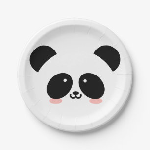 Cute Kawaii Panda Add Your Name Paper Plate
