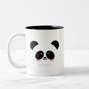 Cute Kawaii Panda   Add Your Name Two-Tone Coffee Mug