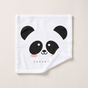 Cute Kawaii Panda   Add Your Name Wash Cloth