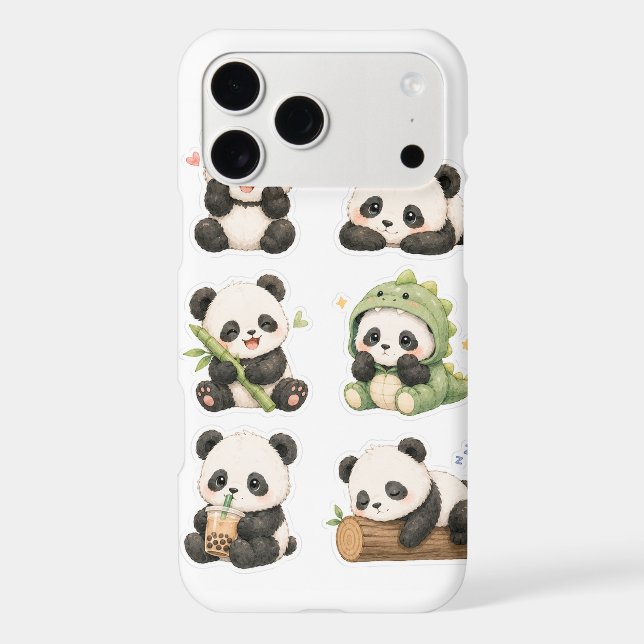Cute Kawaii Panda Bear Pattern iPhone 17 Pro Max  (Back)