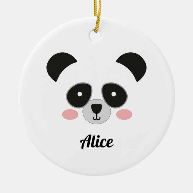Cute Kawaii Panda Christmas Ornament – Add Name (Front)