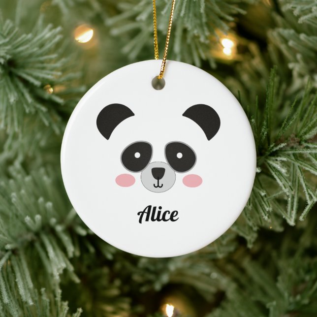 Cute Kawaii Panda Christmas Ornament – Custom Name (Tree)