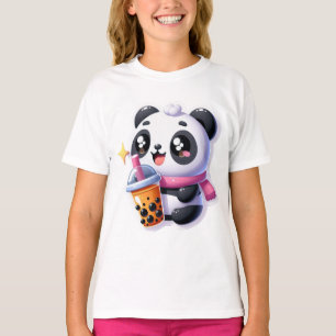 Cute Kawaii Panda Drinks Boba Bubble Tea Kawaii T-Shirt