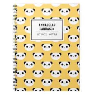 Cute Kawaii Panda Face Pattern Personalised Notebook