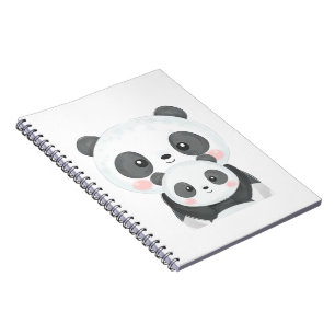 Cute Kawaii Panda Mum and Baby Watercolor Art Notebook
