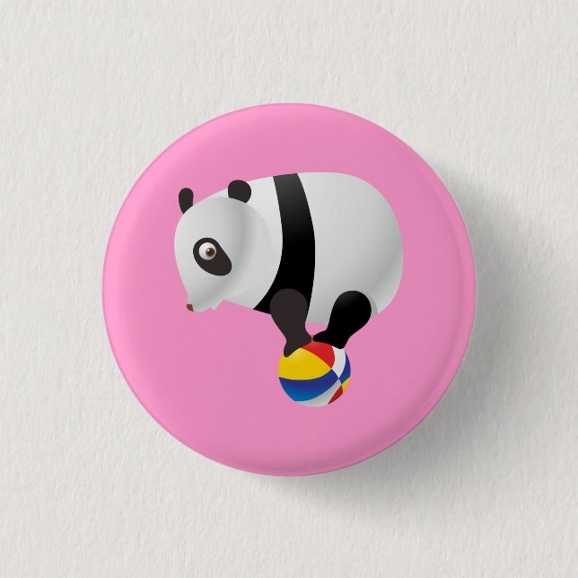 Cute Kawaii Panda on Ball 3 Cm Round Badge (Front)