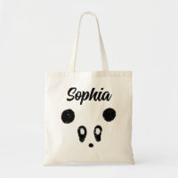Cute Kawaii Panda Personalised Tote Bag add a name