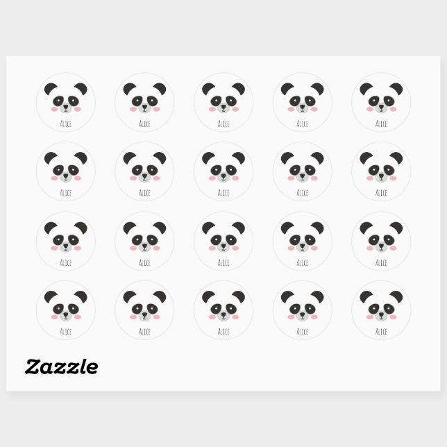 Cute Kawaii Panda Sticker – Custom Name Stickers (Sheet)