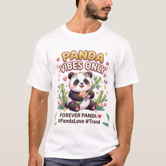 ​Cute Kawaii Panda Vibes Only - Aesthetic Floral  T-Shirt