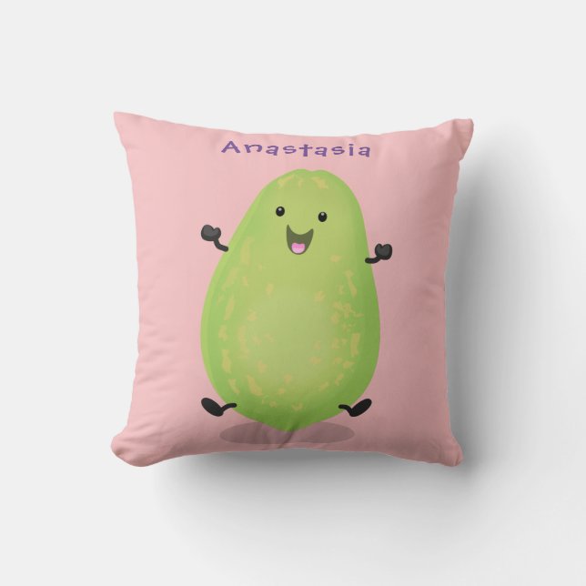 Cute kawaii papaya paw paw cartoon illustration cushion (Front)