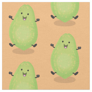 Cute kawaii papaya paw paw cartoon illustration fabric