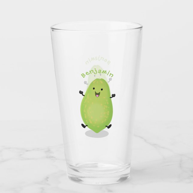 Cute kawaii papaya paw paw cartoon illustration glass (Front)