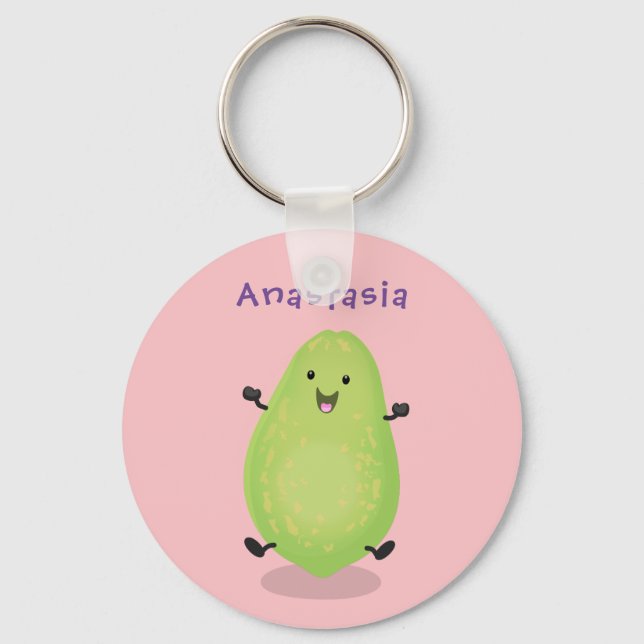 Cute kawaii papaya paw paw cartoon illustration key ring (Front)