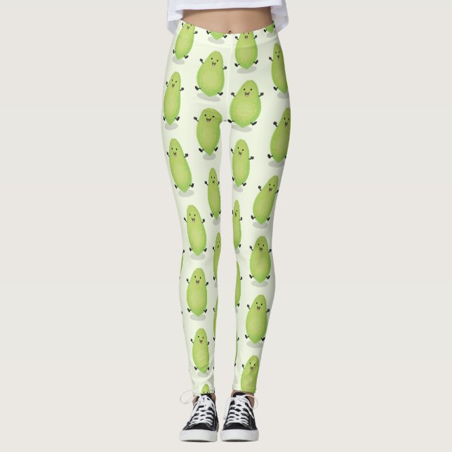 Cute kawaii papaya paw paw cartoon illustration leggings (Front)