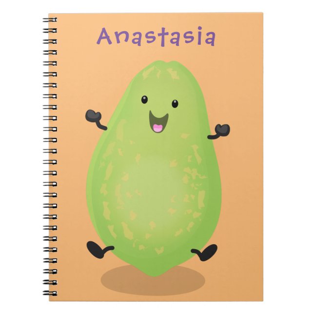 Cute kawaii papaya paw paw cartoon illustration notebook (Front)