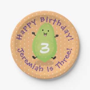 Cute kawaii papaya paw paw cartoon illustration paper plate